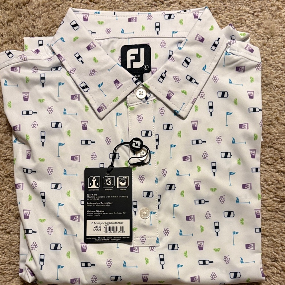 FootJoy White Golf-Themed Men's Shirt